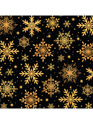 Упаковочная бумага Золотые снежинки на черном (70*100см)  УБ3223