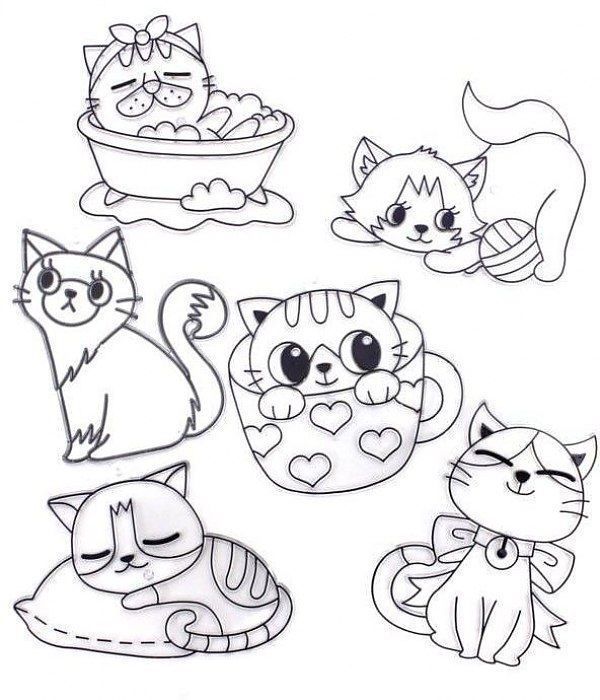 Маленькие котики раскраска
